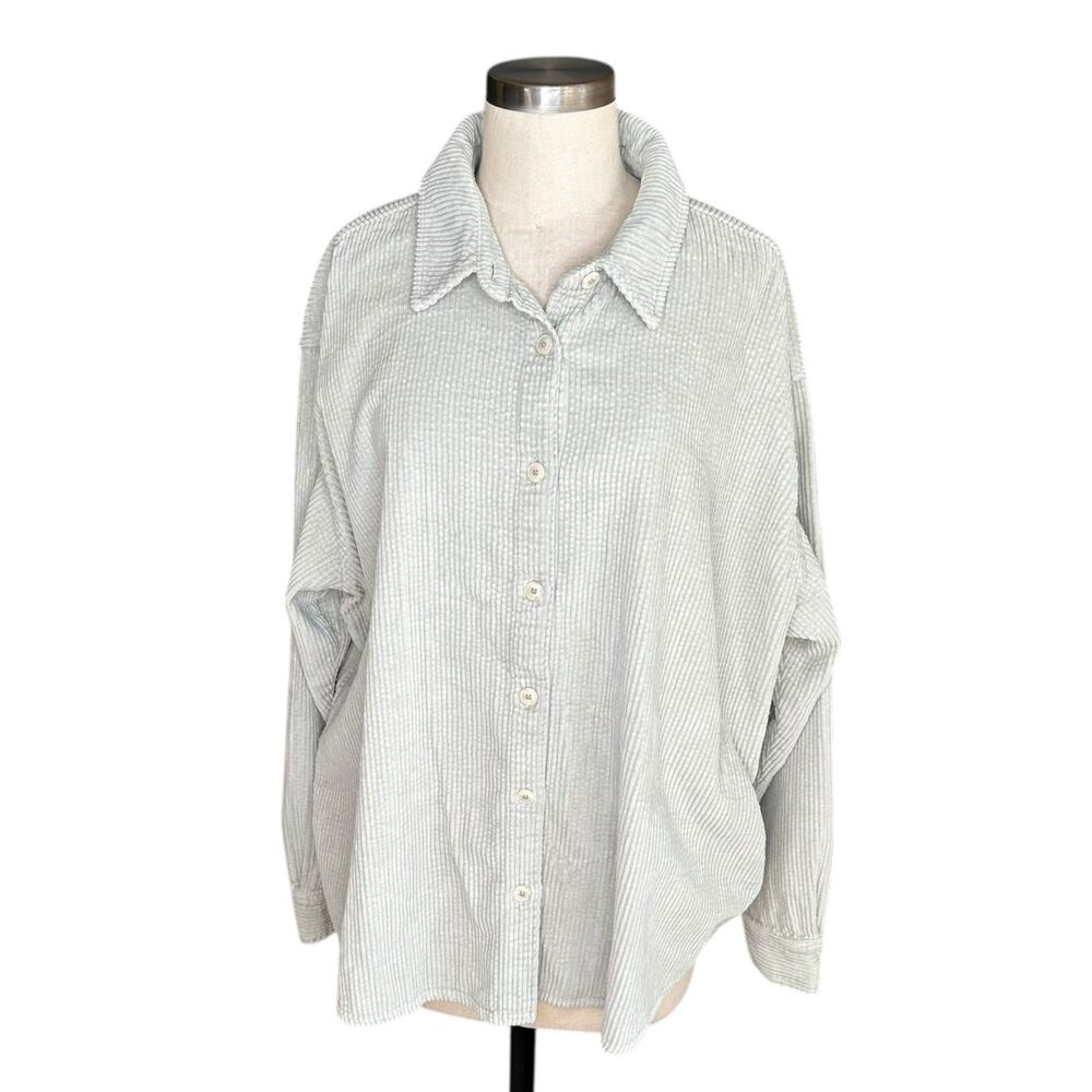 AMERICAN VINTAGE Corduroy Padow Shirt Button Front Women's Size M/L Gray